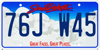 SD license plate 76JW45