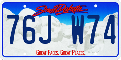 SD license plate 76JW74