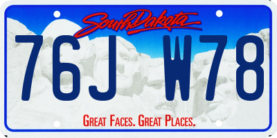 SD license plate 76JW78