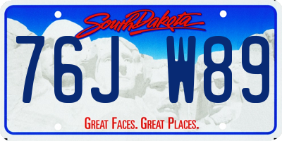 SD license plate 76JW89