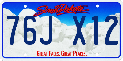 SD license plate 76JX12