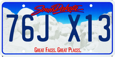 SD license plate 76JX13