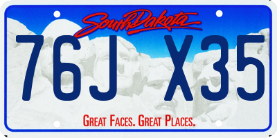 SD license plate 76JX35