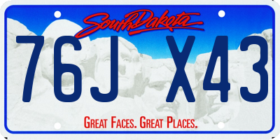 SD license plate 76JX43