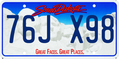 SD license plate 76JX98