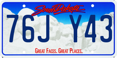 SD license plate 76JY43