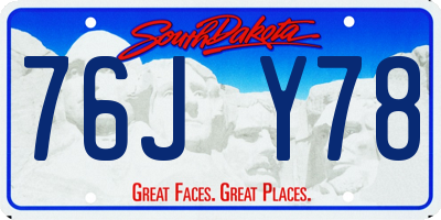 SD license plate 76JY78