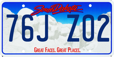 SD license plate 76JZ02