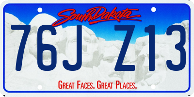 SD license plate 76JZ13