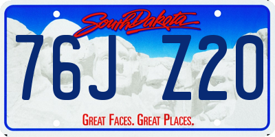 SD license plate 76JZ20