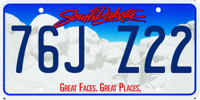 SD license plate 76JZ22