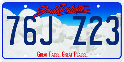 SD license plate 76JZ23