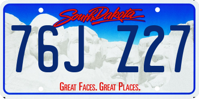 SD license plate 76JZ27