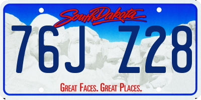 SD license plate 76JZ28