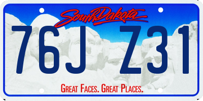 SD license plate 76JZ31
