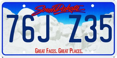 SD license plate 76JZ35