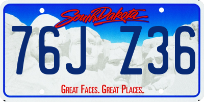 SD license plate 76JZ36