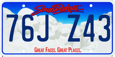 SD license plate 76JZ43