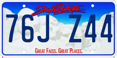 SD license plate 76JZ44