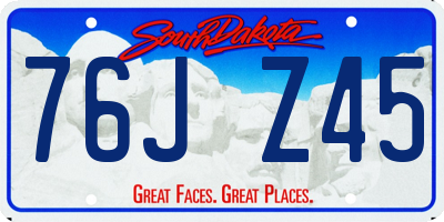 SD license plate 76JZ45