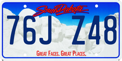 SD license plate 76JZ48