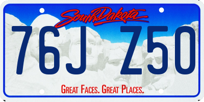 SD license plate 76JZ50