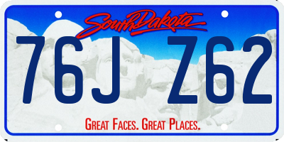 SD license plate 76JZ62