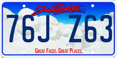 SD license plate 76JZ63