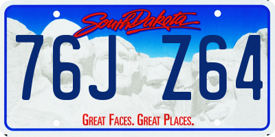 SD license plate 76JZ64