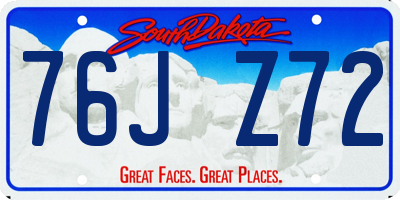 SD license plate 76JZ72