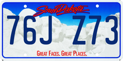 SD license plate 76JZ73