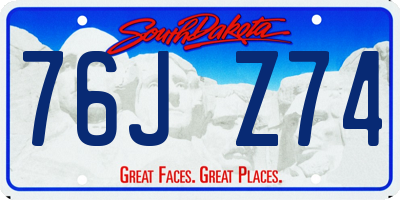 SD license plate 76JZ74
