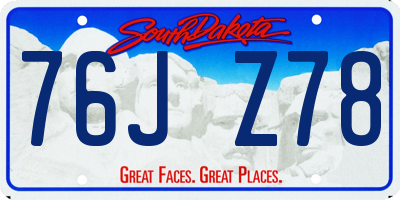 SD license plate 76JZ78