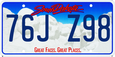 SD license plate 76JZ98