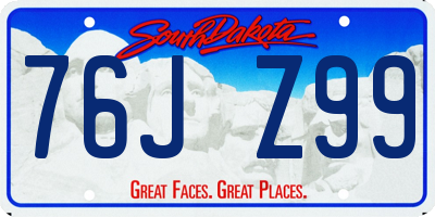 SD license plate 76JZ99