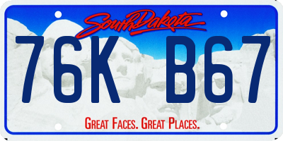 SD license plate 76KB67