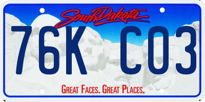 SD license plate 76KC03