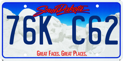 SD license plate 76KC62