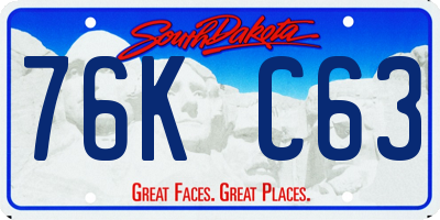 SD license plate 76KC63