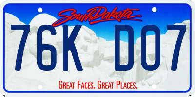 SD license plate 76KD07