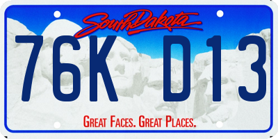 SD license plate 76KD13