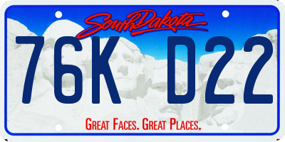 SD license plate 76KD22