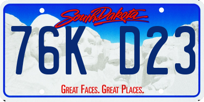 SD license plate 76KD23