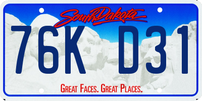 SD license plate 76KD31