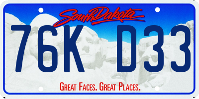 SD license plate 76KD33
