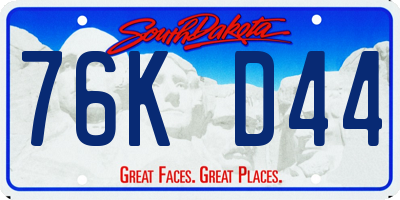 SD license plate 76KD44