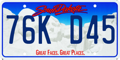 SD license plate 76KD45