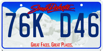 SD license plate 76KD46