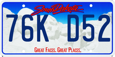 SD license plate 76KD52