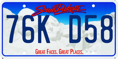 SD license plate 76KD58